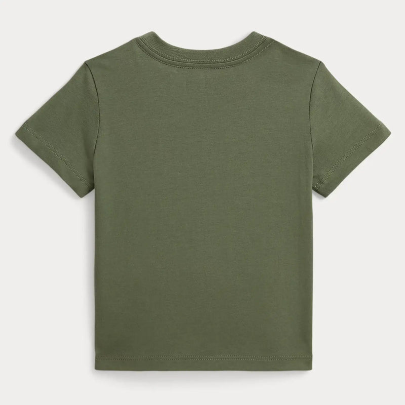 Rear view of the Ralph Lauren green logo t-shirt.