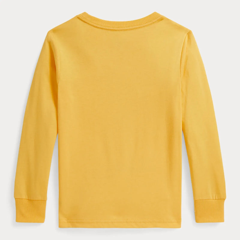Back of the Ralph Lauren yellow long sleeve polo bear t-shirt.