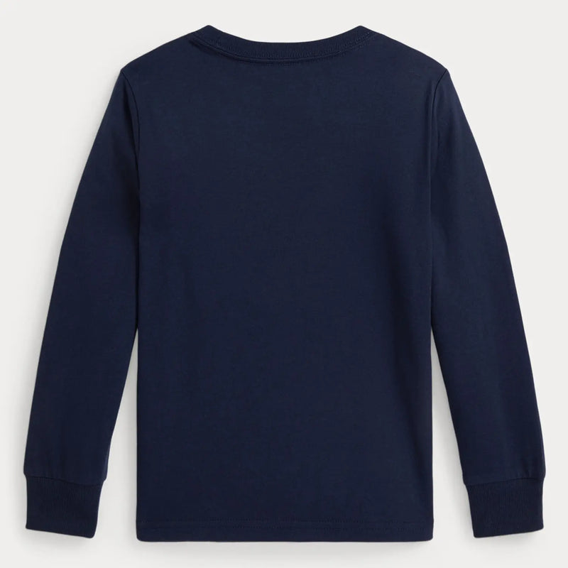 Rear view of the Ralph Lauren long sleeve polo bear t-shirt.