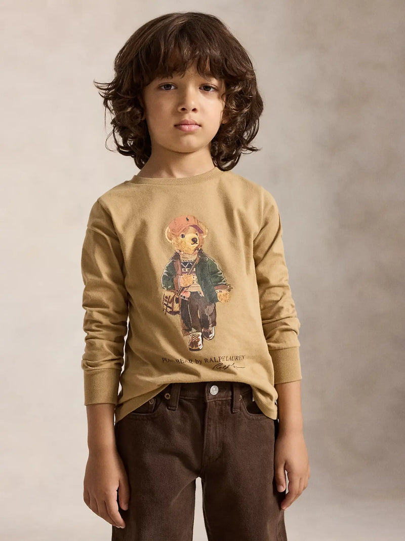 Closer view of the Ralph Lauren long sleeve polo bear t-shirt.