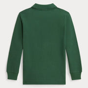 Back of the Ralph Lauren green long sleeve polo shirt.