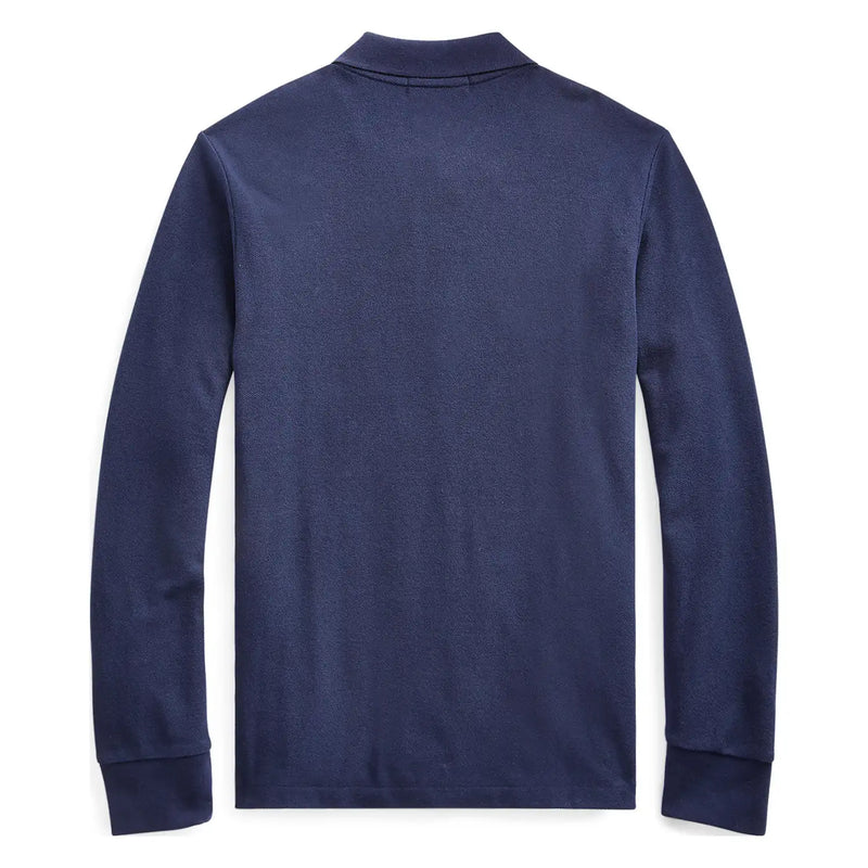Back view of the Ralph Lauren navy long sleeve polo shirt.