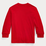 Back of the Ralph Lauren red long sleeve t-shirt.