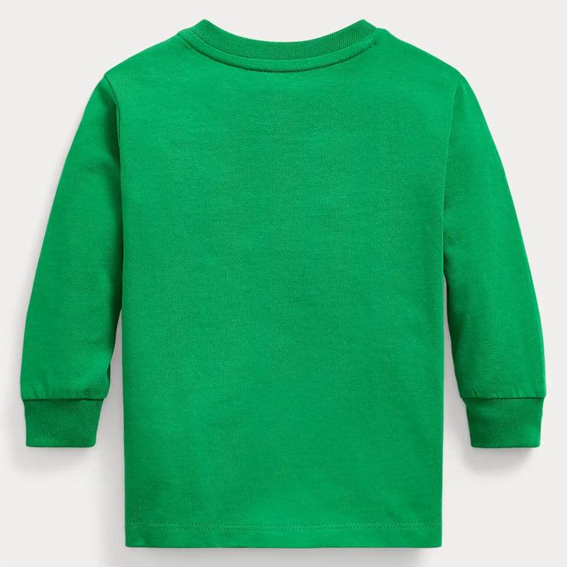 Back of the Ralph Lauren green long sleeve t-shirt.