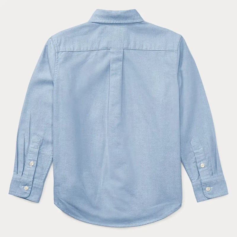 Back of the Ralph Lauren blue oxford shirt.