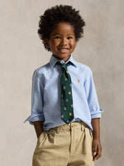Closer view of the Ralph Lauren oxford shirt.