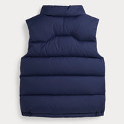Back of the Ralph Lauren navy padded gilet.