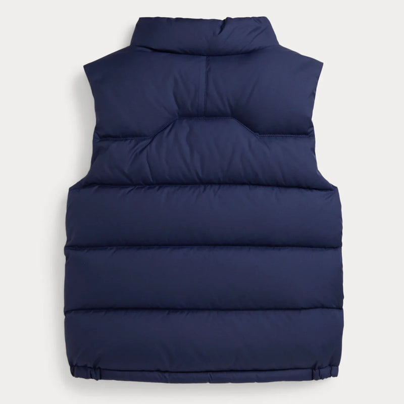 Back of the Ralph Lauren navy padded gilet.