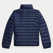 Back of the Ralph Lauren navy padded jacket.