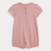 Back of the Ralph Lauren pink patch logo romper.