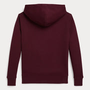 Back of the Ralph Lauren burgundy polo bear hoodie.