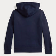 Back of the Ralph Lauren navy polo bear hoodie.