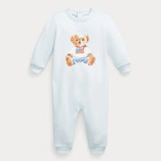 Ralph Lauren beryl blue polo bear romper - 320898933001.