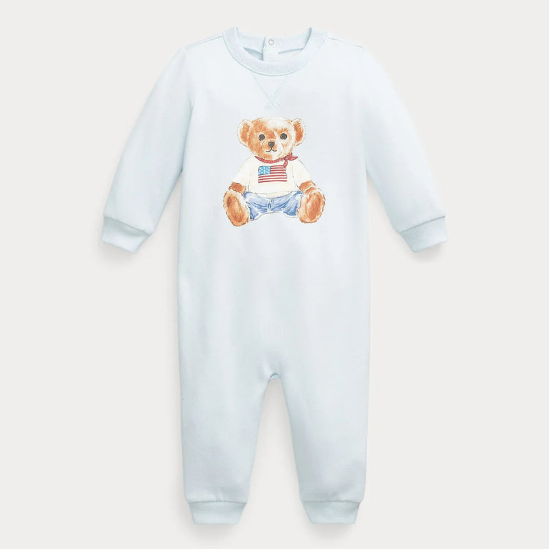 Ralph Lauren beryl blue polo bear romper - 320898933001.