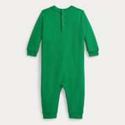 Back of the Ralph Lauren green polo bear romper.