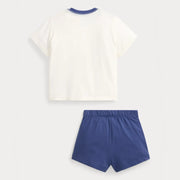 Rear view of the Ralph Lauren polo bear shorts set.