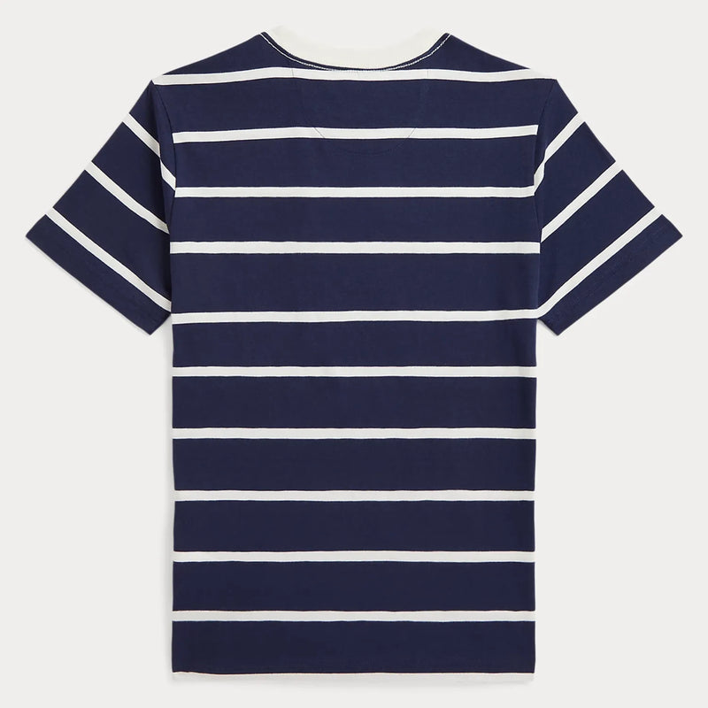 Back of the Ralph Lauren navy polo bear striped t-shirt.