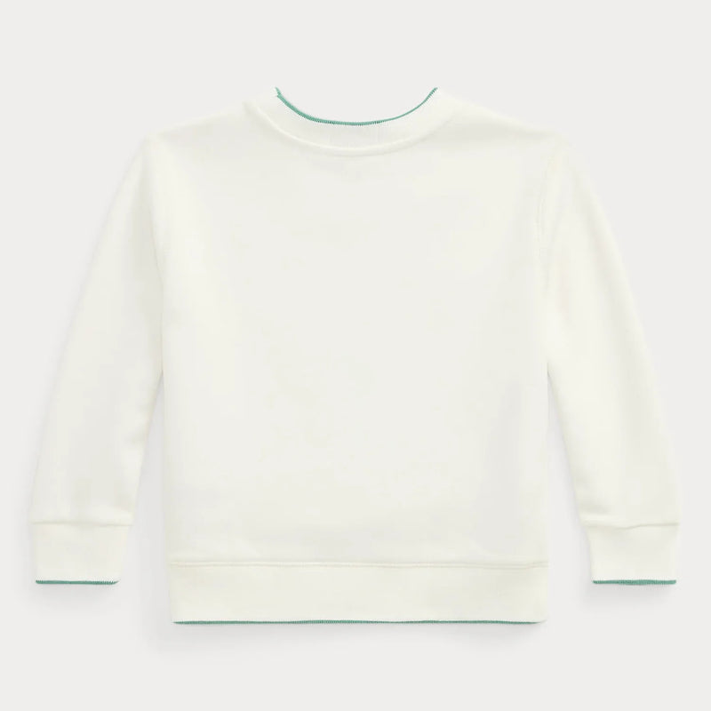Back of the Ralph Lauren white polo bear sweatshirt.