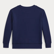 Back of the Ralph Lauren navy polo bear sweatshirt.