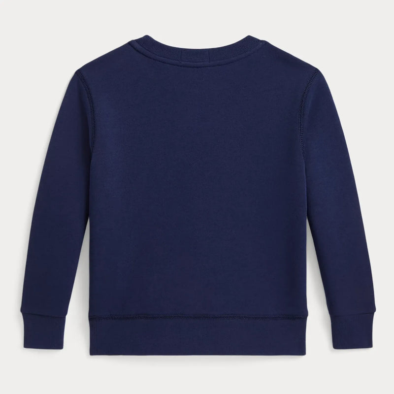 Back of the Ralph Lauren navy polo bear sweatshirt.