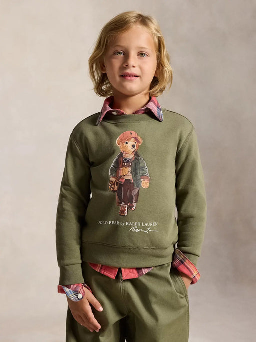 Closer view of the Ralph Lauren polo bear sweatshirt.