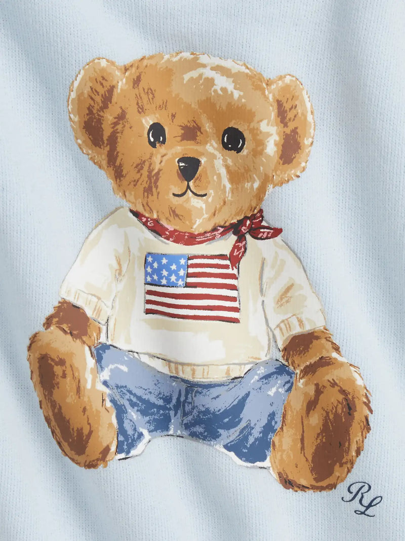 Closer look at the Ralph Lauren polo bear tracksuit.