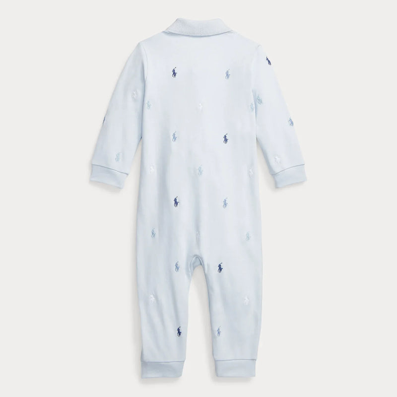 Rear view of the Ralph Lauren pony romper.