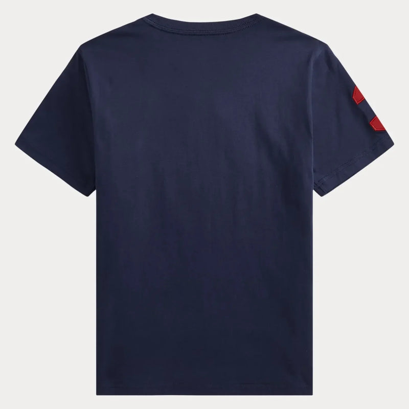 Back of the Ralph Lauren navy pony t-shirt.