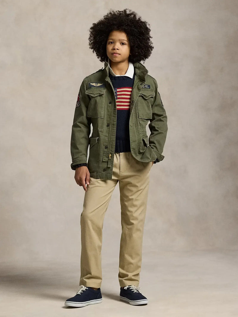 Boy wearing the Ralph Lauren prepster chinos.