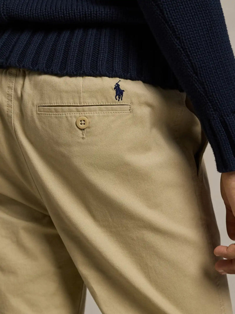 Ralph Lauren prepster chinos with embroidered pony above the back pocket.