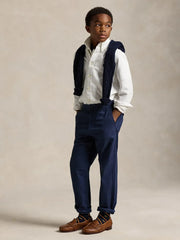 Boy modelling the Ralph Lauren prepster chinos.