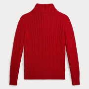 Rear view of the Ralph Lauren red quarter zip jumper.