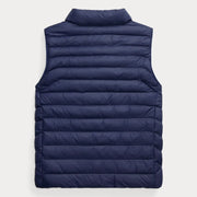 Back of the Ralph Lauren navy quilted gilet.