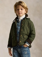 Ralph Lauren quilted jacket with brown corduroy trim.