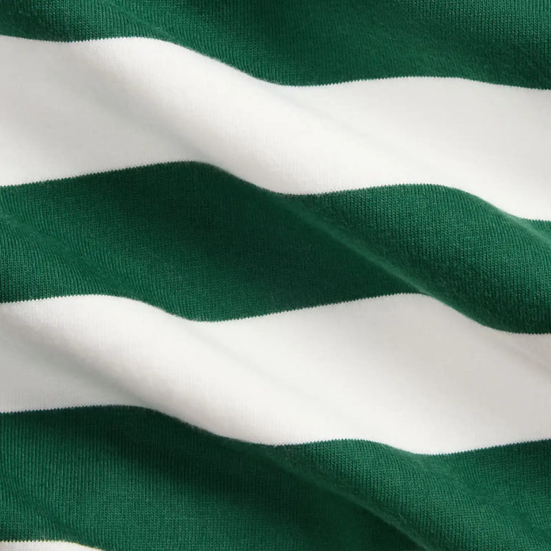 Closer look at the Ralph Lauren rugby stripe romper.