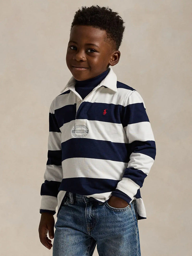 Closer look at the Ralph Lauren rugby shirt.