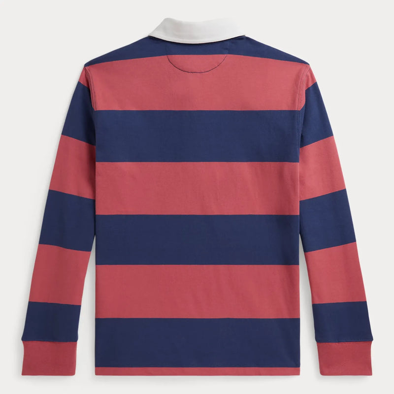 Back of the Ralph Lauren red rugby shirt.
