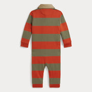 Rear view of the Ralph Lauren rugby stripe romper.