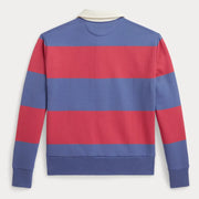 Rear view of the Ralph Lauren rugby stripe sweatshirt.