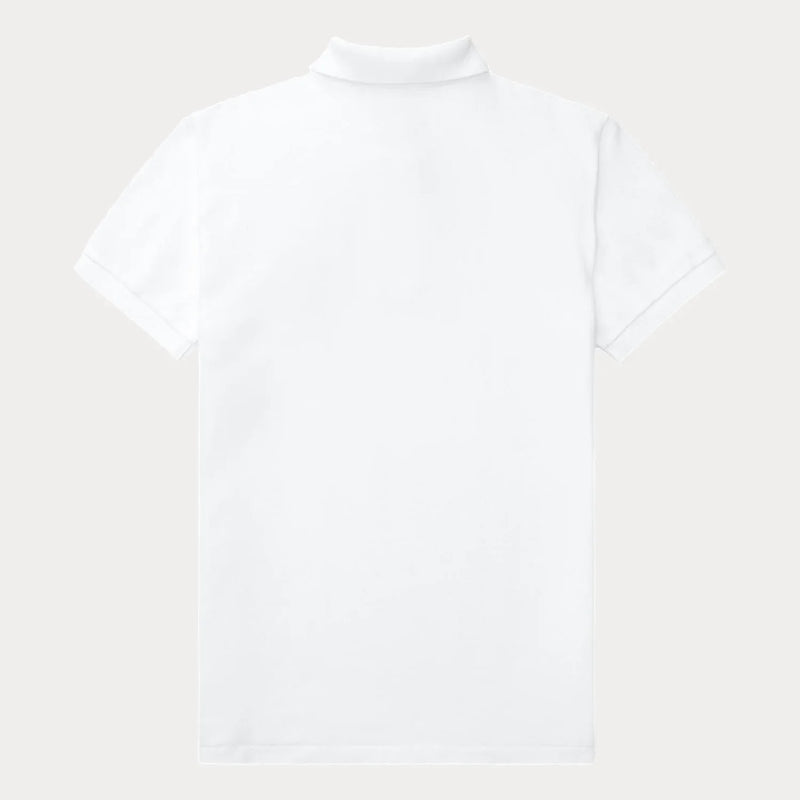Back of the Ralph Lauren white slim fit polo shirt.