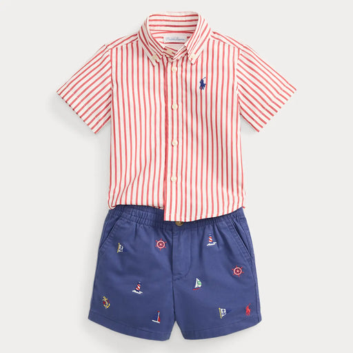 Ralph Lauren baby boy's striped shirt & shorts set - 320b21361001.
