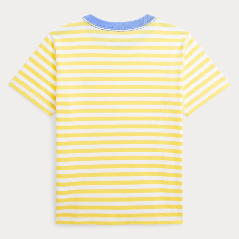 Back of the Ralph Lauren yellow striped t-shirt.