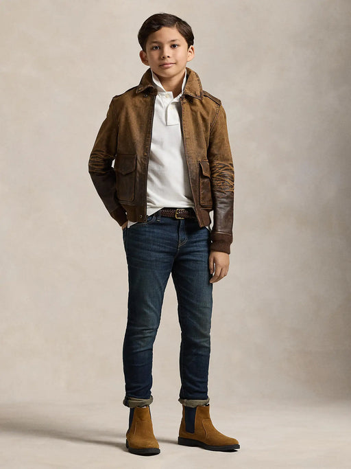 Boy wearing the Ralph Lauren sullivan jeans.