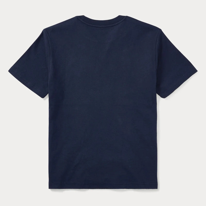 Rear view of the Ralph Lauren navy t-shirt.