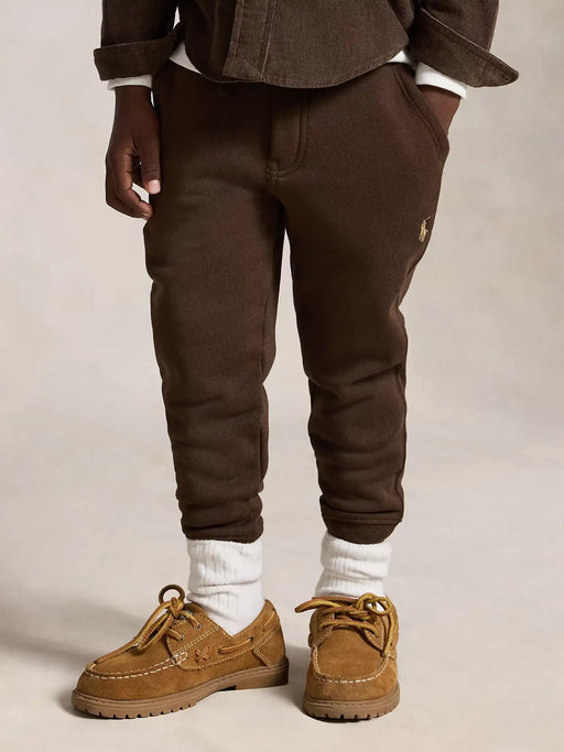 Closer view of the Ralph Lauren fleece joggers.