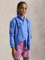 Boy wearing the Ralph Lauren zip up hoodie.