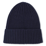 Back of the Timberland navy beanie hat.