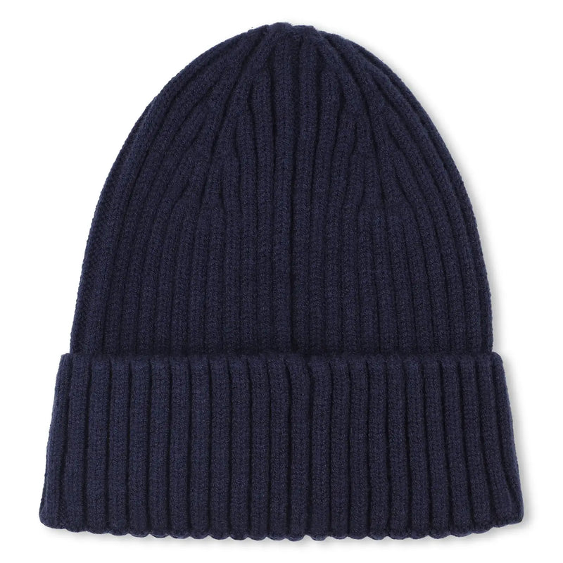 Back of the Timberland navy beanie hat.