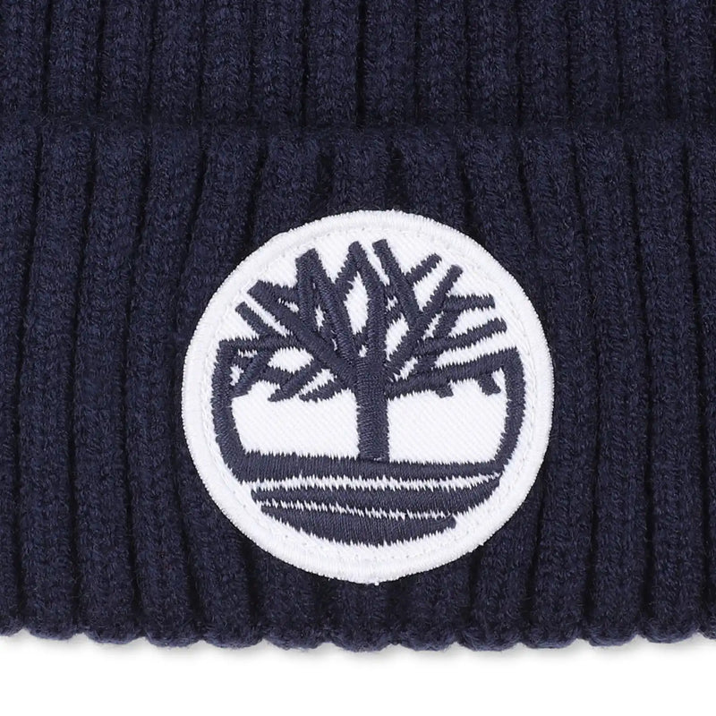 Timberland beanie hat with embroidered tree logo.