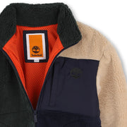 Timberland colourblock fleece with orange mess inner lining.